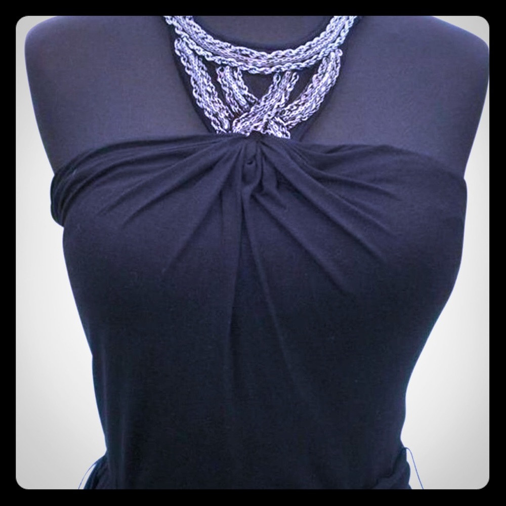 High low black and silver dress